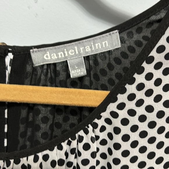 Daniel Rainn size large polka dot blouse layered sheer top - Picture 3 of 8